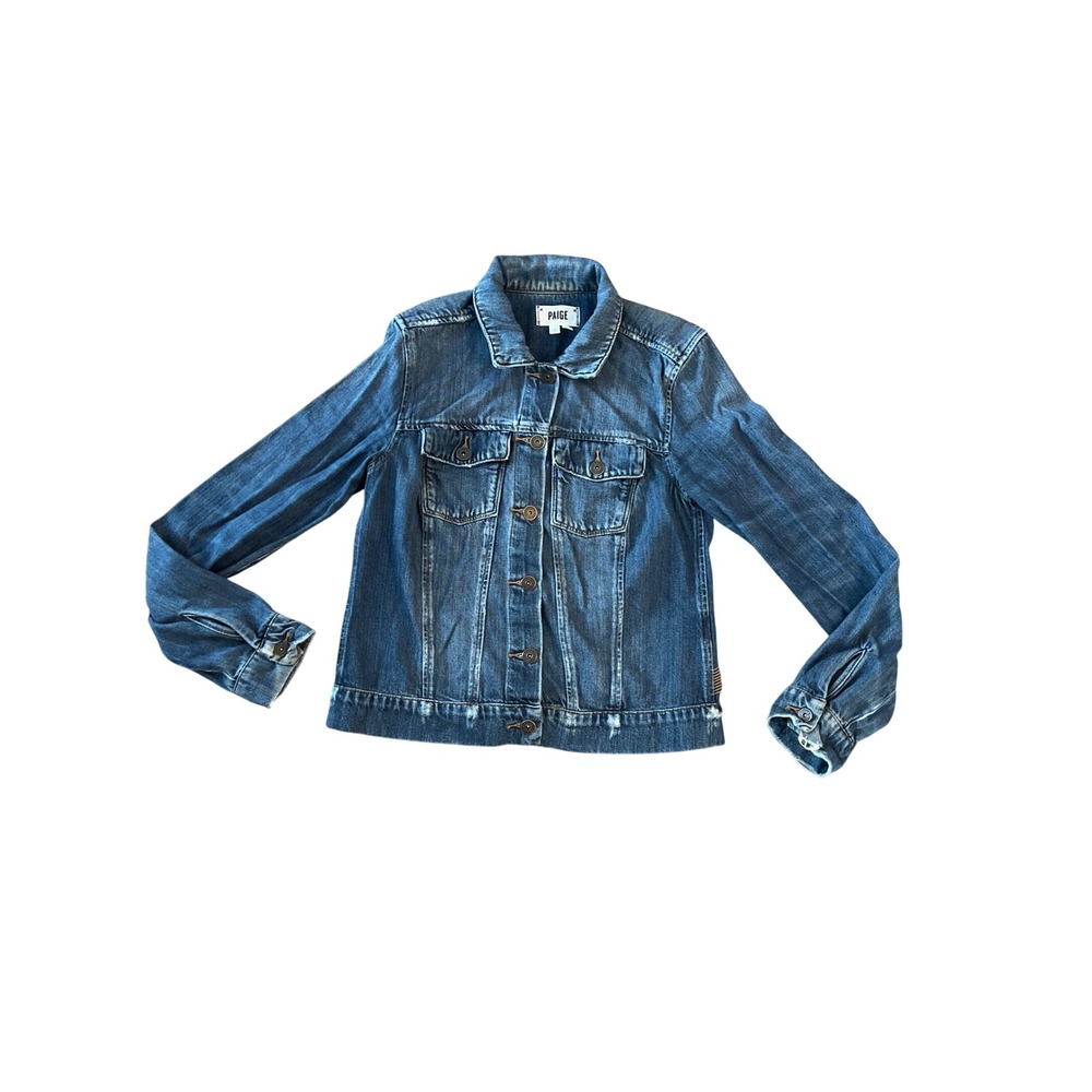 Paige Womens  Blue Denim Trucker Jacket Size S distressed